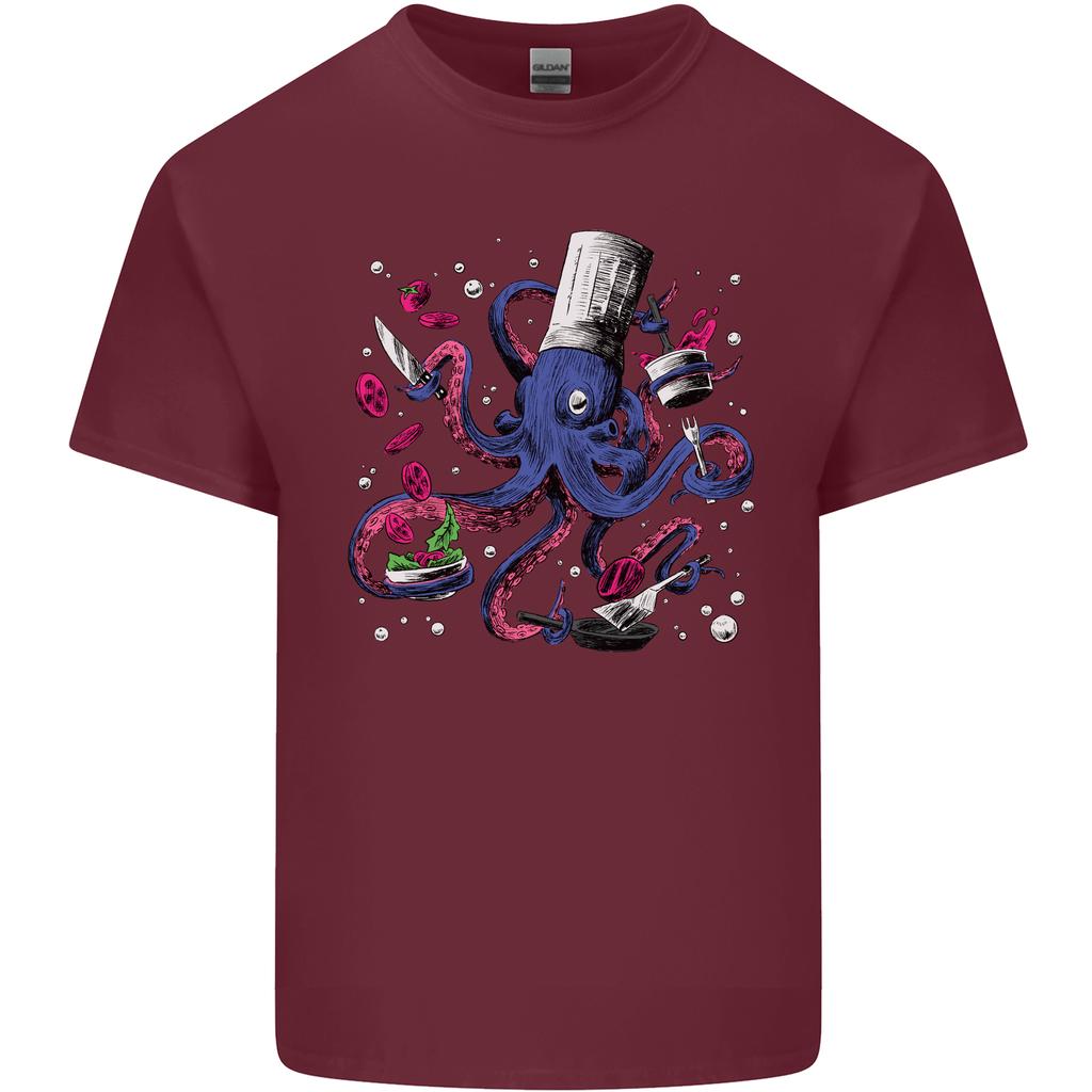 Octo Chef Funny Octopus Cook Cooking Unisexs Light Cotton TShirt