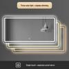 European-Style LED Square Bathroom Mirror with Touchscreen, Anti-Fog, Bluetooth, and Induction Features
