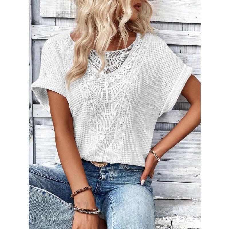 GMXIA Dámská móda Ležérní Jednobarevný Potisk Krátký rukáv O-výstřih Halenky a košile