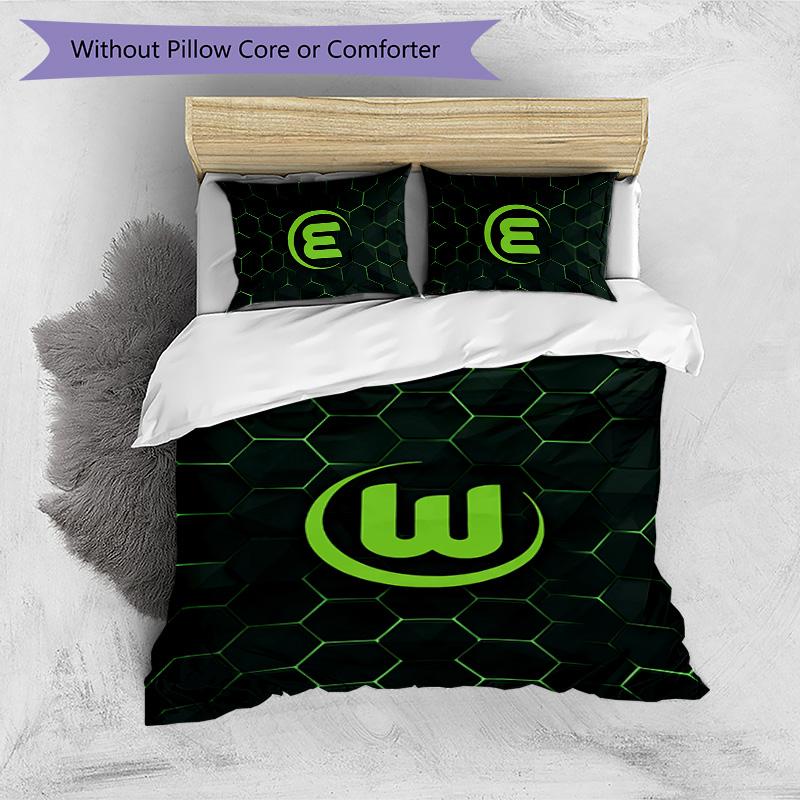 Set Biancheria da Letto 3 Pezzi Stampato FC VfL Wolfsburg Traspirante Copripiumino con Federe Biancheria da Letto Decorativa per Camera da Letto Casa