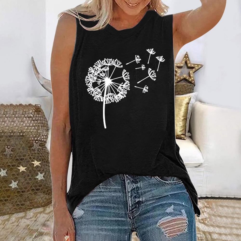 

Одуванчик 3D Принт Майки Женская мода Круглый вырез Без рукавов Майки Топы Повседневные топы Футболки Женская одежда Письмо 2024 5XL