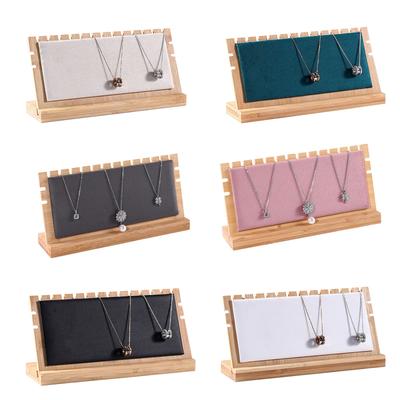 Large Capacity Jewelry Display Rack Multiple Pendant Necklace Display Stand Detachable Suedes Wood Display Rack Decor