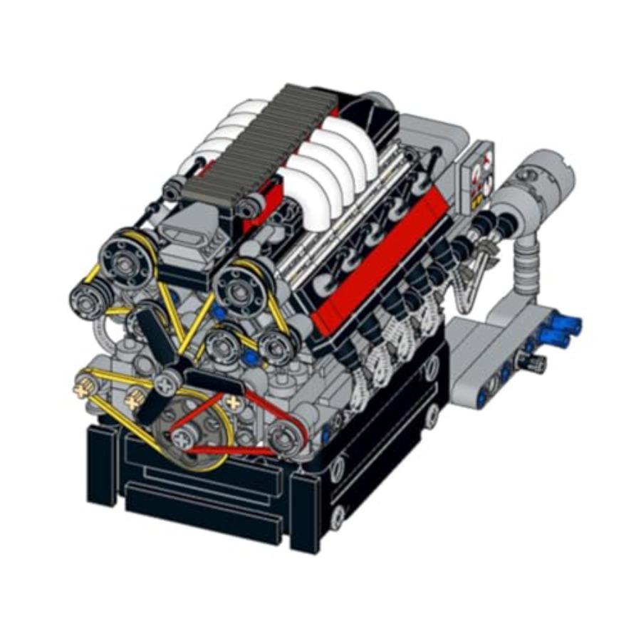 V10 Engine Model Kit with Gearbox Compatibility Single Overhead Camshaft AirCooled Design Interactive DIY Educational Science B