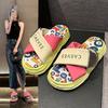 Fashion Thick-bottomed Summer Graffiti Outer Slippers Women's New Small Muffin Bottom Height Women's Cool Slippers