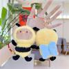 [Qiubaoll] Cute Bee Keychain Bee Animal Stuffed Bag Charm Fluffy Bag Decoration Stylish Birthday Present Gift