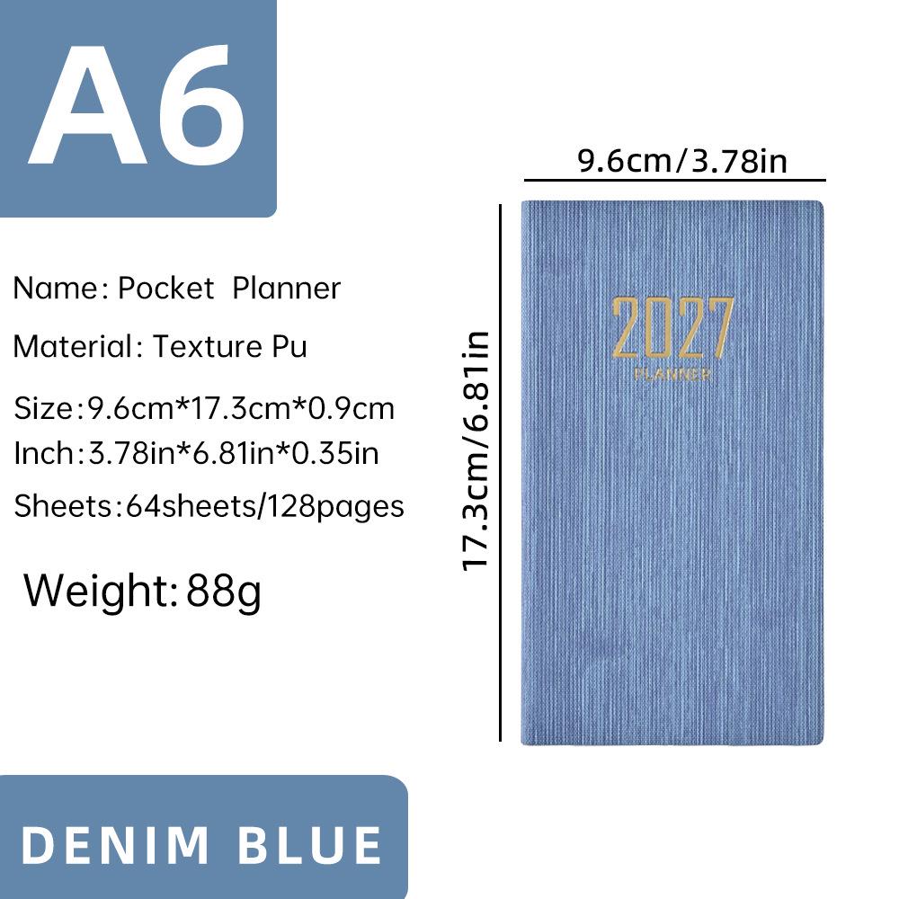In-Stock 2027 A6 Slim Weekly Planner - English, PU Cover, Portable