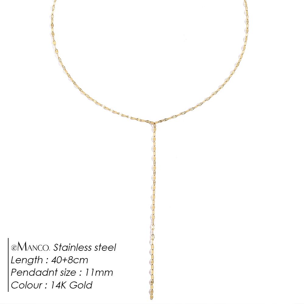 EManco Elegant Dainty Tassel Gold Plated Stainless Steel PVD Link Chain Choker Necklace Women's Daily Commute Party