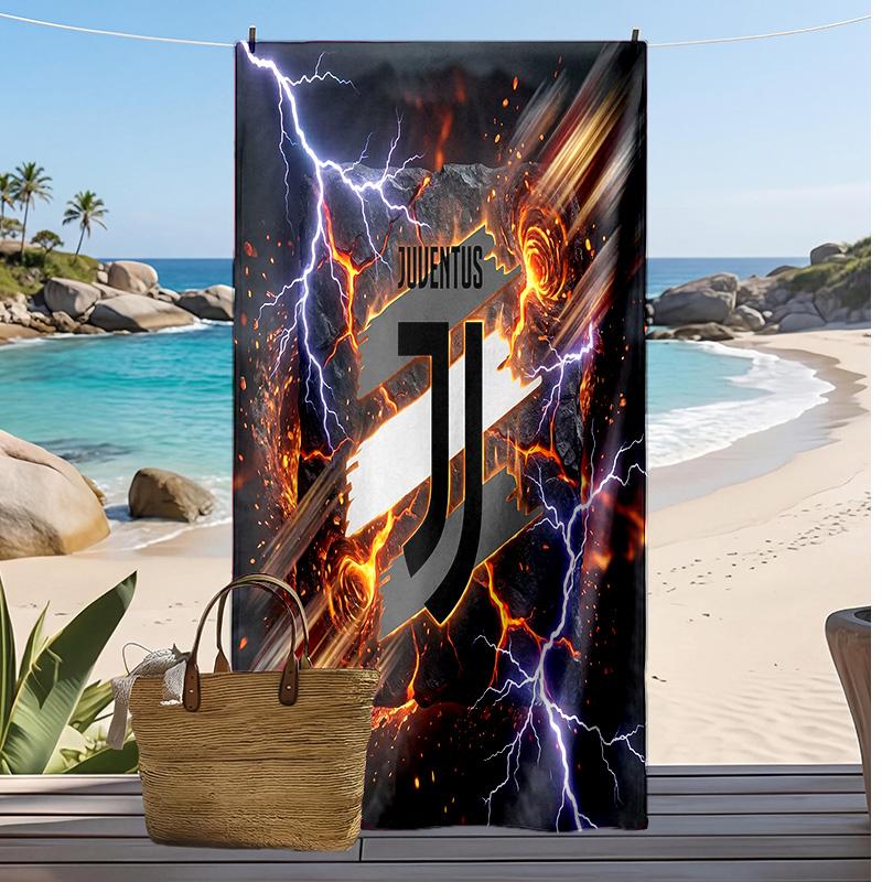 Juventus FC Printed Beach Towel Quick Dry Soft TowelPortable Large Rectangular Beach Blanket for Travel Swimming Pool