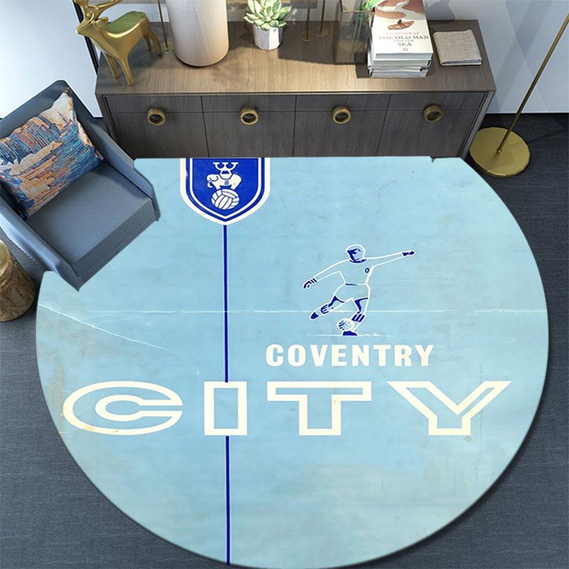 Coventry City logo pattern round rug,Carpet Rug for Living Room Bedroom Playroom ,Non-slip Floor Mat,Holiday Gifts and Birthday Gifts.