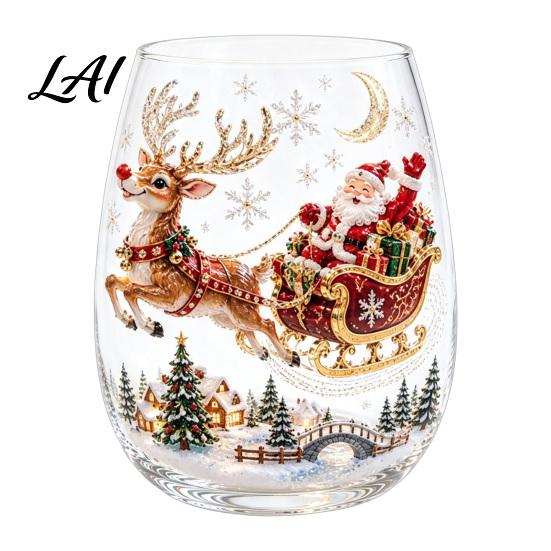 Festliche Feiertagstrinkware Weihnachten 3D Glasbecher Weihnachtsmann Schneemann Baum Skulpturierte Tasse Hitzebeständiger Becher Dekoratives Trinkgeschirr Geschenk für