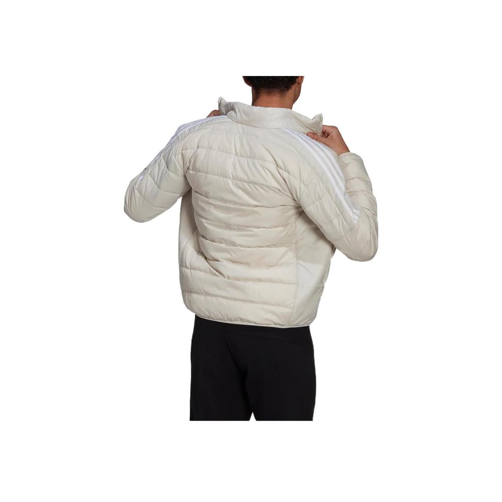 Adidas Logo Print Striped Zip-Up Stand Collar Down Jacket Men Outerwear White HK4647