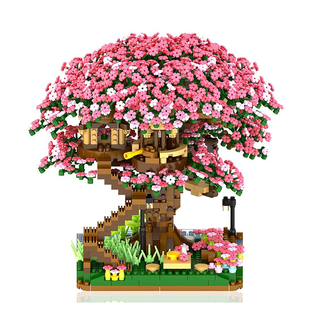 Mini Sakura Tree House View Micro Building Blocks Toy: Cherry Blossom Inspired Stimulate Imagination Ideal Gift for Kids