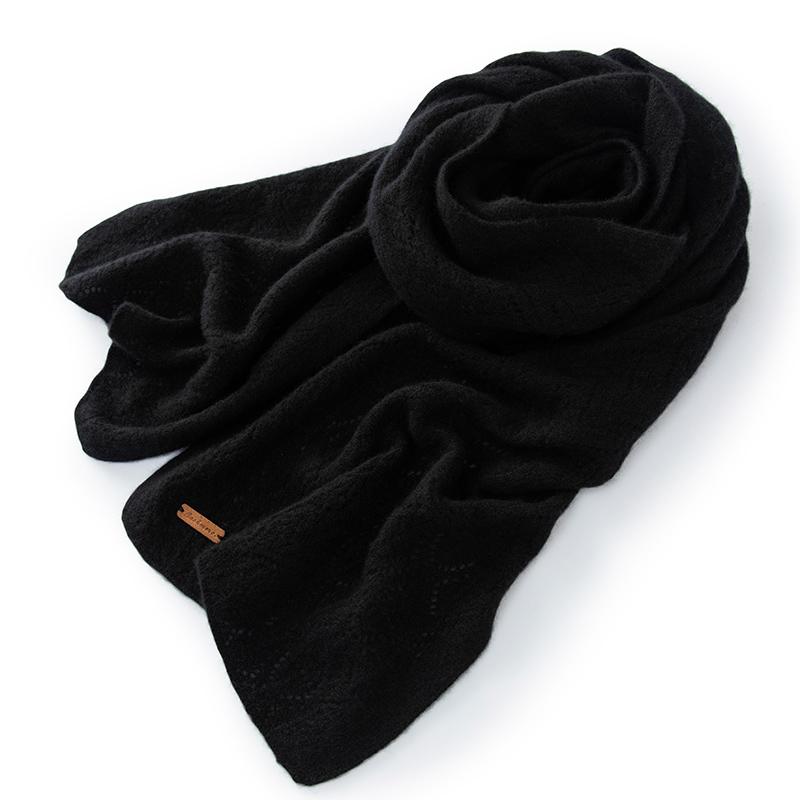 Women 100% Pure Cashmere Knit Scarf Patterned Winter Warm Soft Cozy Fashion Casual Neck Warmer Cold Weather Accessory