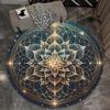 Crystal velvet carpet2D Flat Print not 3D Doormat 1pc of Golden mandala round mat- soft, washable, non-slip plush mat with intri