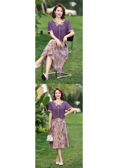 Elegant Waist-Cinched Summer Dress for Plus-Size Middle-Aged Women, 2026