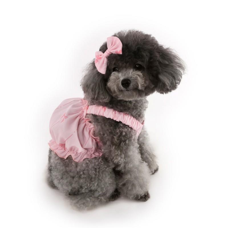 Pet Cat Dog Bow Print Thin Anti-Shed Sling Vest With Hair