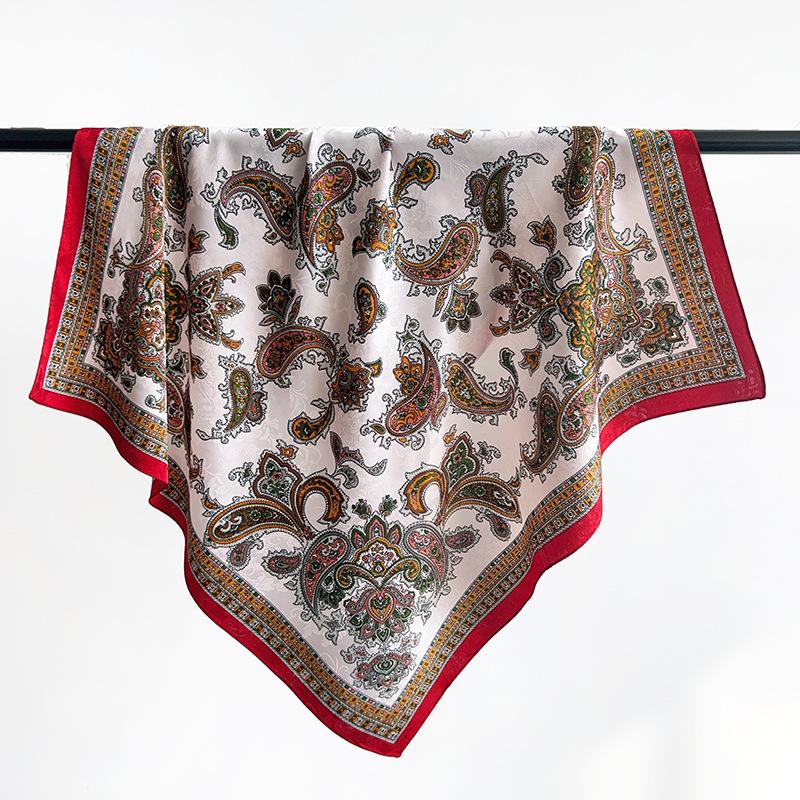 Retro cashew flower small square scarf jacquard silk scarf women's matching shirt neck protector neck thin scarf waist scarf shawl