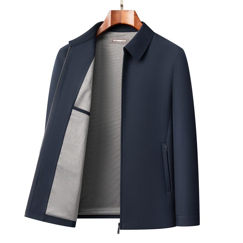 Men's Wrinkle-Resistant Lapel Jacket - Spring/Autumn Casual Business Style for Middle-Aged and Elderly