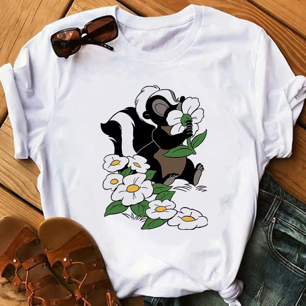 Cartoon Cute Bambi Printed T Shirt Fashion Women Casual Short Sleeves Streetwear Tshirt Summer Harajuku Tshirts Tops