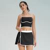 Women's Slimming Contrast Color Tennis Set, Quick-Dry Yoga Fitness Vest & Skirt with Chest Pads, Two-Piece Activewear.