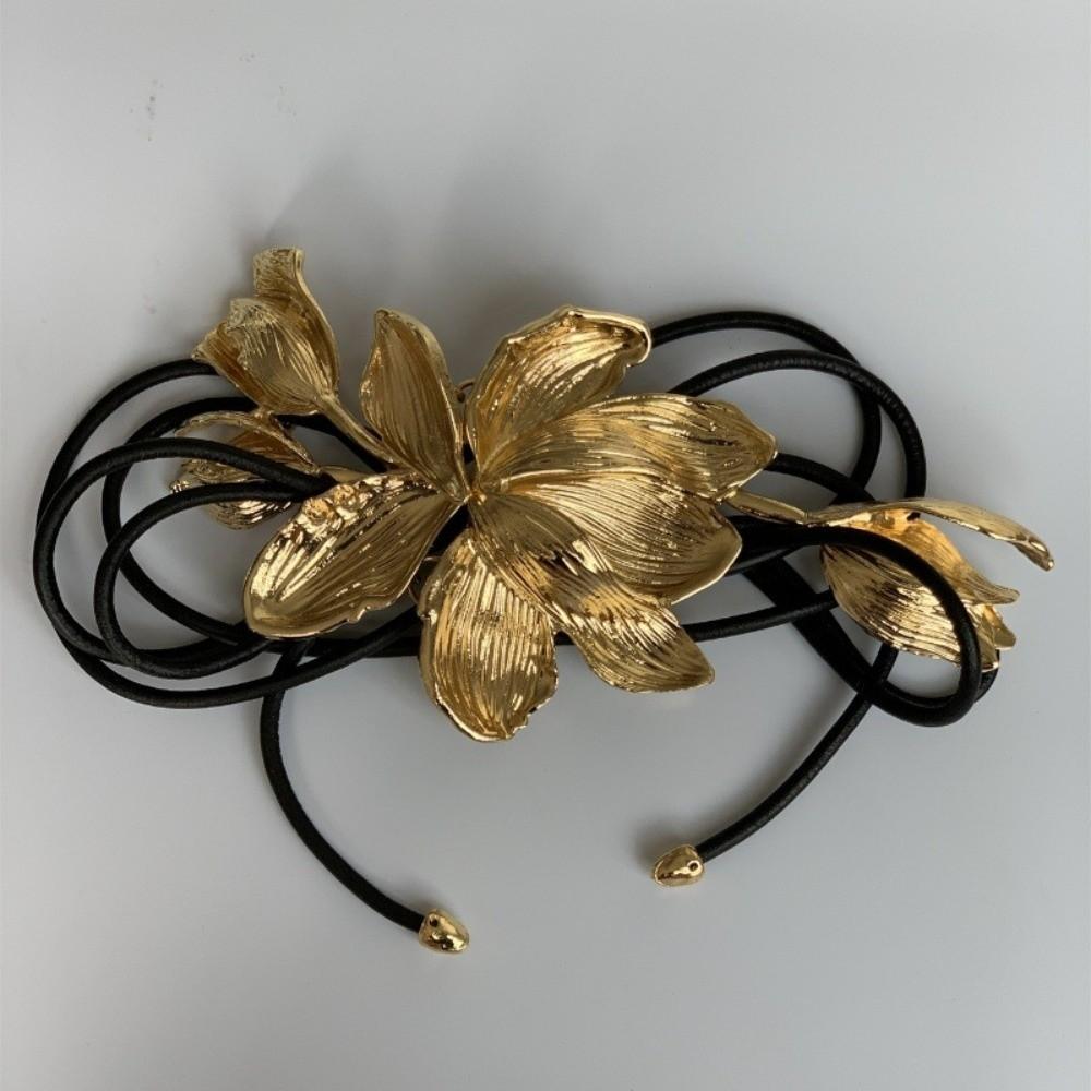 Vintage Golden Tulip Belt Zinc Zinc Alloy Exaggerated Belt Versatile Metal Flower Waist Chain Ornament