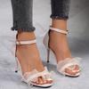 Summer New Lace High Heels Sandals for Women Sexy Open Toe Suede Temperament Pumps Ladies Shoes Solid Color Thin Heeled Sandales