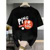 Europäische Größen Herren Tischtennis Schläger Druck T-Shirt - Sportliches Kurzarm Rundhals Oberteil mit Pong Grafik