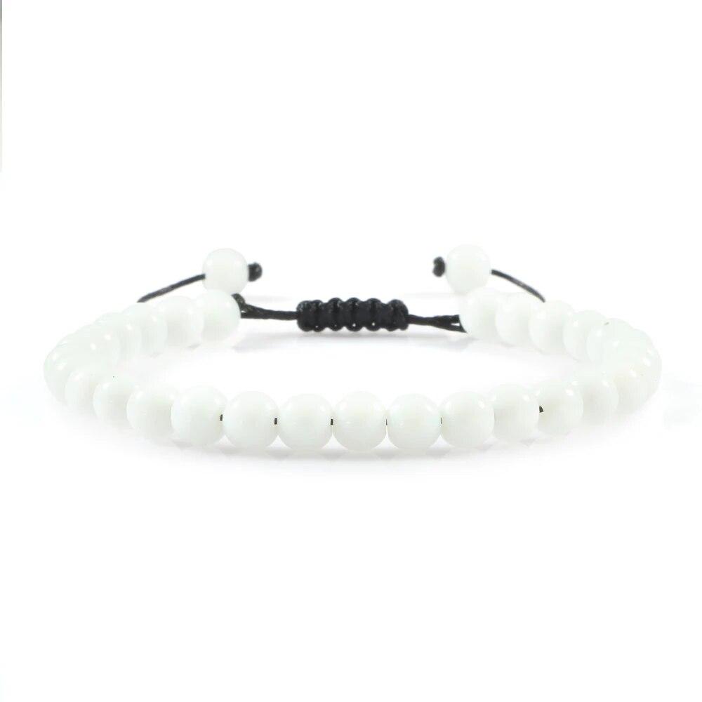 Beaded Bracelet Handmade 4 6 8mm Natural Stone Shiny Black Onyx Beads Bracelets & Bangles Adjustable Size Obsidian Wrist Jewelry
