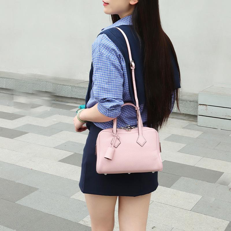 2025 Victoria Small Capacity Leather Boston Shoulder & Crossbody Bag