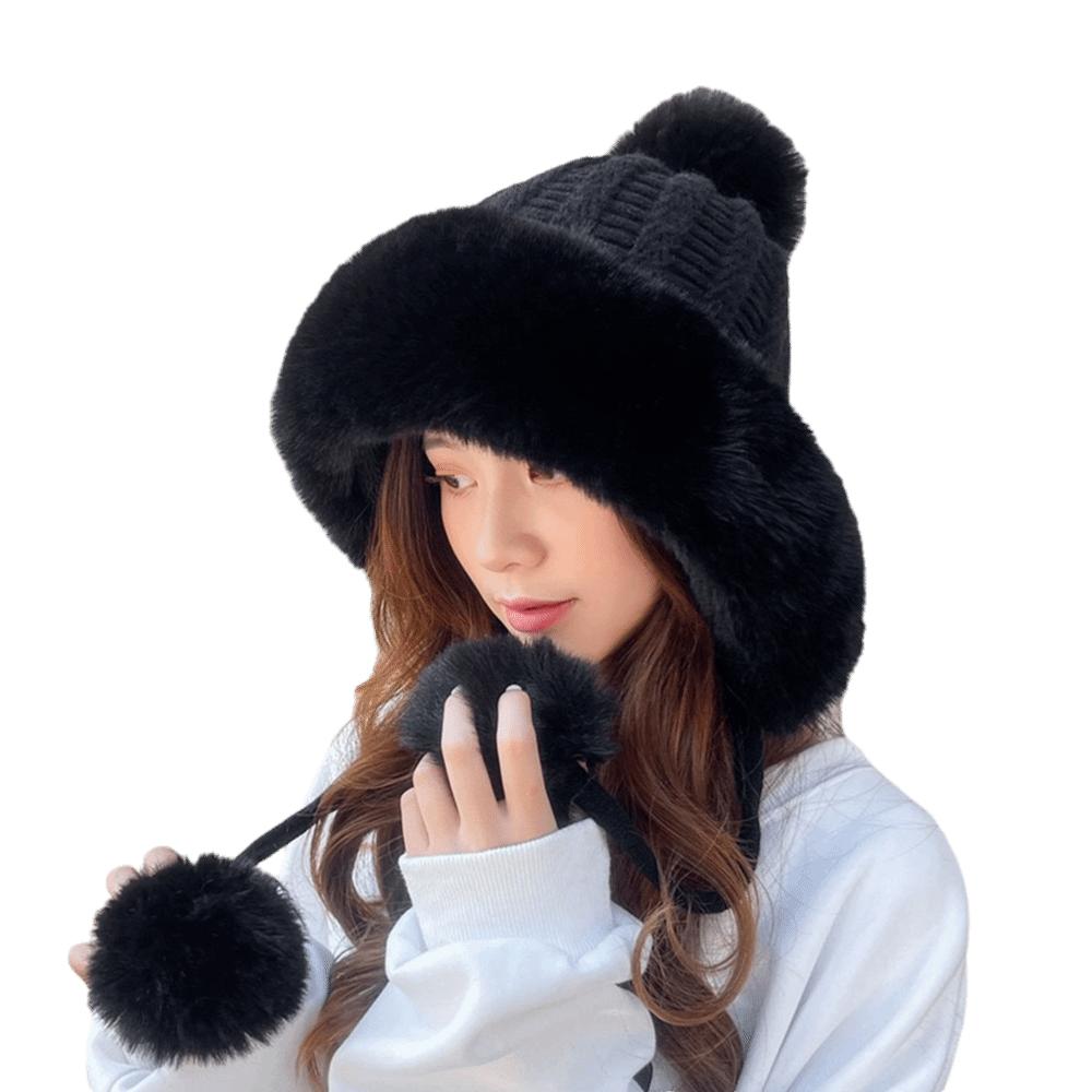 Thickened Beanies Cap Coldproof Ear Protection Hat Fashion Knitted Plush Hat  for Women Girls