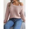 Automne et Hiver, Pour Femmes, Maille Décontractée, Boutons Métalliques, Épaule Dégagée, Manches Lanterne, Pull à Enfiler, Vêtements pour Femmes