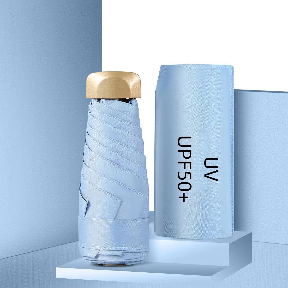 UPF50+ Mini Zonneparaplu Kleine Zak Regen Reisparaplu Vinyl Opvouwbare Paraplu UV-bescherming Zonnescherm Zakparasol Capsule