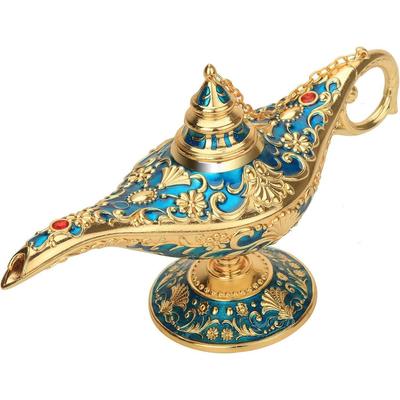 Lámpara Mágica de Leyenda Vintage de Aladino para el Hogar Coleccionable Elegante Rara Clásica Árabe Utilería de Disfraz Lámpara Olla, Decoración de Mesa de Oficina y Regalo