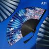 Vintage Chinese Style Folding Fan Bamboo Hand Fan Wooden Shank Classical Dance Fan With Tassel Elegent Female Fan Home Decor