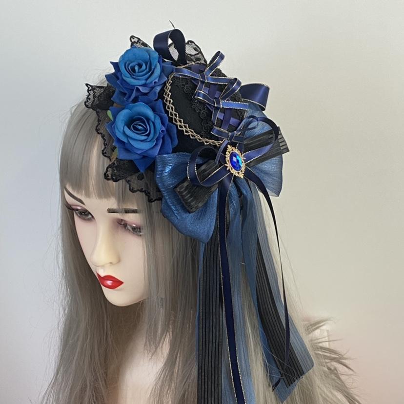 Lolita Goth Dark Versatile Fascinator Elegant Flat Hat Top Hat Headgear Hair Accessories Women Hats