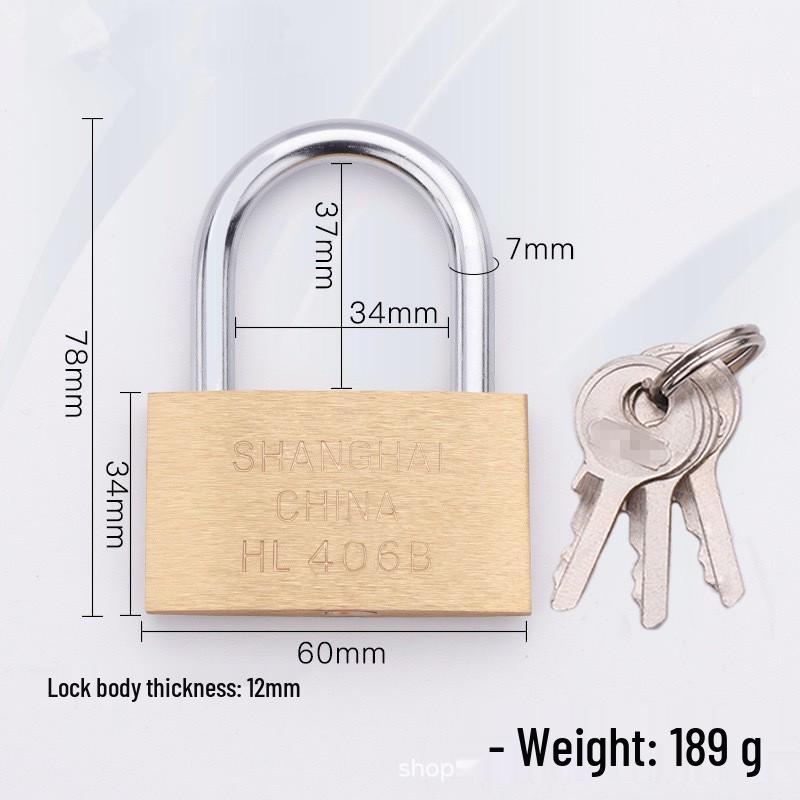 Medium-Thick Brass Padlock for Cabinets and Dormitories - Long/Short Shackle Options