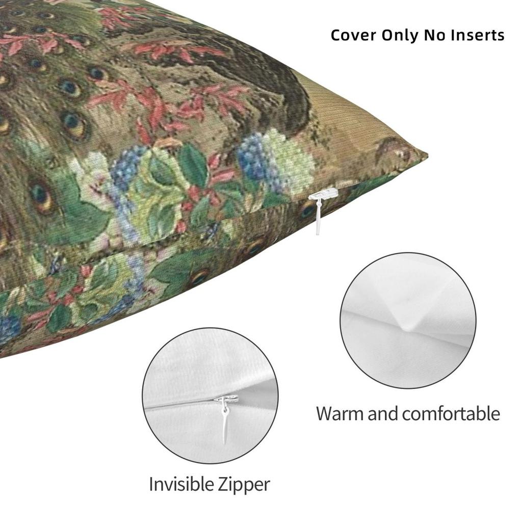 Damenpfau Chinoiserie Kissenbezug Polyester Leinen Samt Kreativer Reißverschluss Dekor Kissenhülle Zimmer Kissenbezug