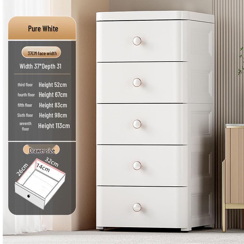 Slim Plastic Multi-Layer Storage Cabinet with Drawers for Kitchen and Bathroom