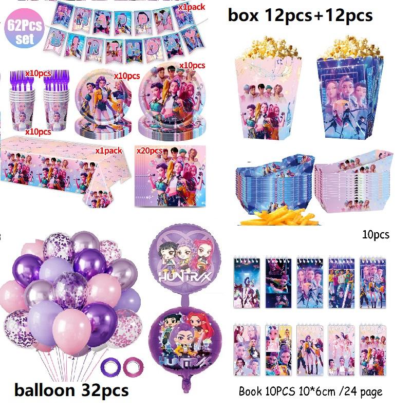 D-Demon H-Hunters Disposable Party Cutlery Set Flag Pulling Outdoor Picnic Supplies Birthday Party Decor Korean Kpop Anime Party