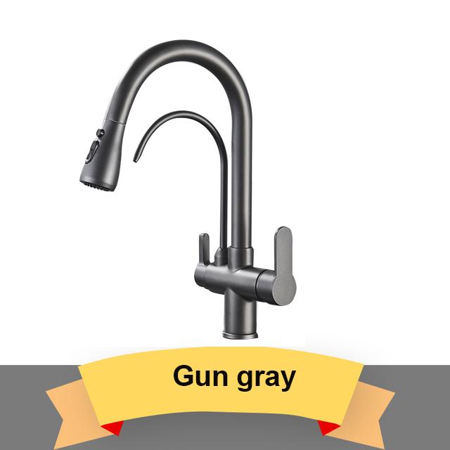 

Очищающий кухонный кран с двумя ручками, устанавливаемый на бортике, очищающий кухонный кран для мойки с 2 поворотными изливами, смеситель для воды