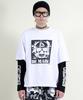 Deumakeu Skull Graphic Double Sleeve Long Sleeve T-Shirt White