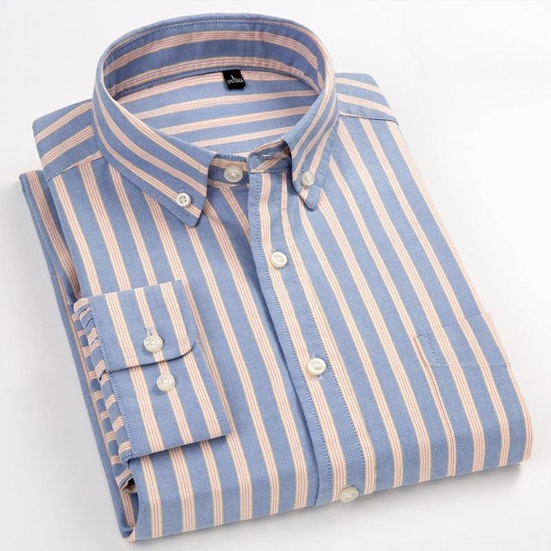 Hight Quality Plus Size 100%cotton Oxford Long-sleeve Shirts for Men Slim Fit Formal Plain Shirt Soft White Office Clothes