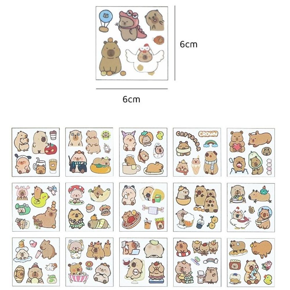 100PCS Stationery Children Sticker Cartoon Capybara Water Cup Decal  Birthday Gift