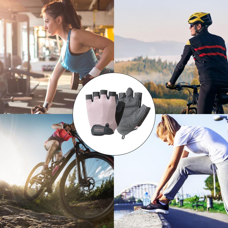 Guanti da Ciclismo Guanti da Bici Senza Dita Guanti a Mezzo Dito Per Ciclismo Regolabili Assorbi-Urto Traspiranti Bici Senza Dita