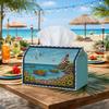 1pc Mediterranean Coastal Tissue Box- Multi-functional Napkin Dispenser, Two Sizes Available Made of Durable Polyester, Decorated with Sunflower Boat 