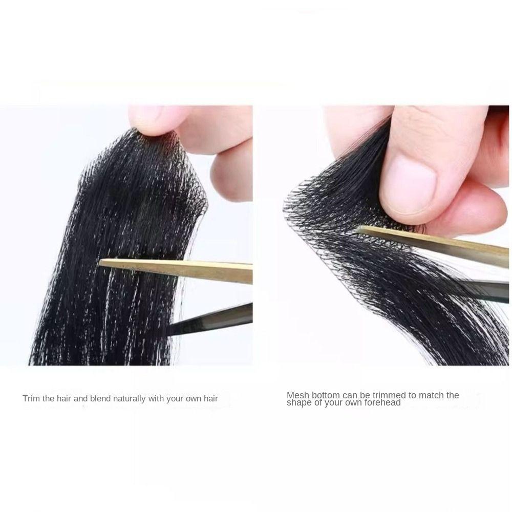 Seamless 100% Human Hair Hairpiece Invisible Hairline Sideburn Patch Forehead Patch  Men
