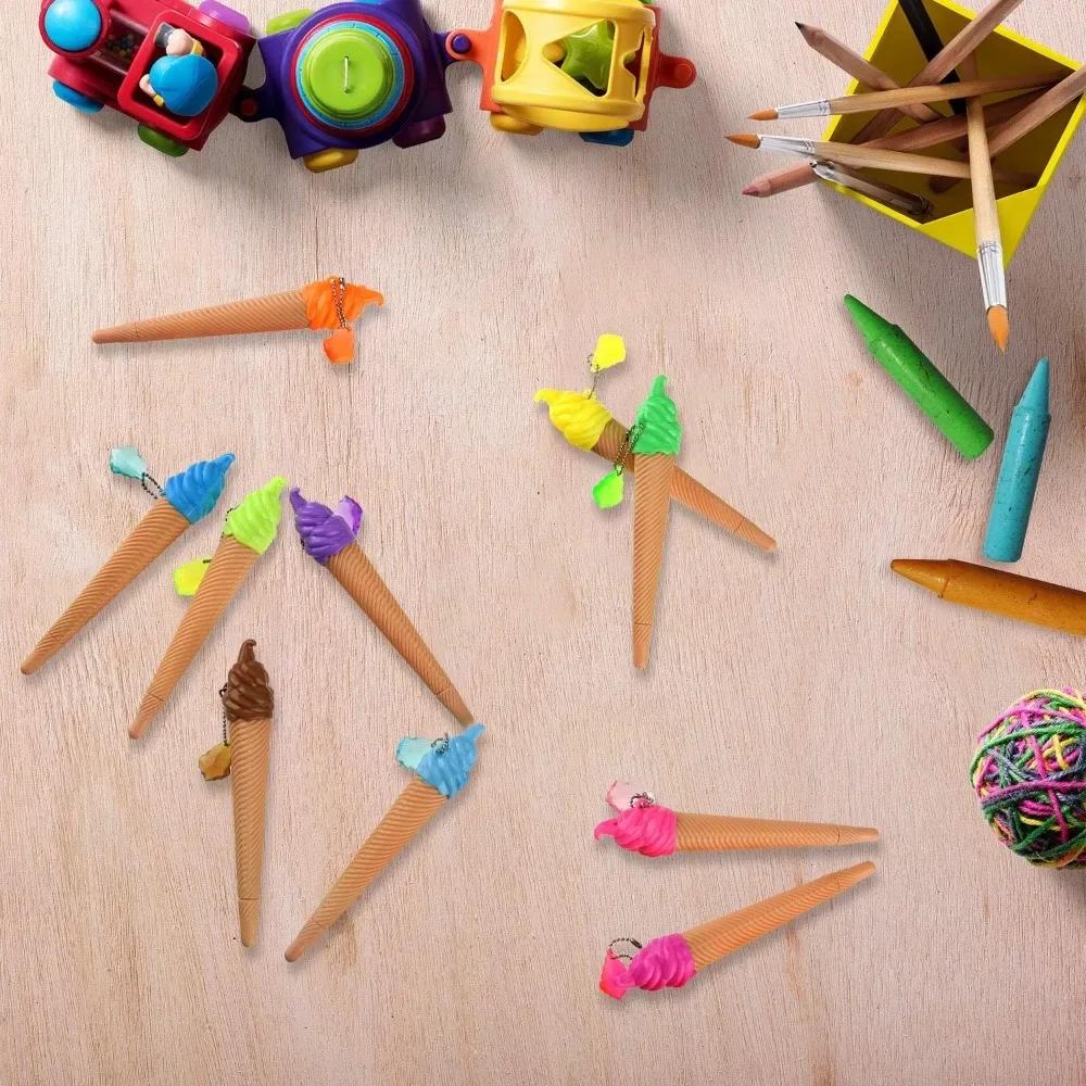 5-50 Pcs Summer Ice Cream Shaped Ballpoint Pens Multicolor Stationery Classroom Reward Back-To-School Season Party Gifts