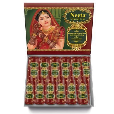 Neeta Henna-Kegel Körperkunst Ganz Natürliche Kräuter Reine Henna-Paste 12 Stück Packung à 1 für Temporäre Tattoos