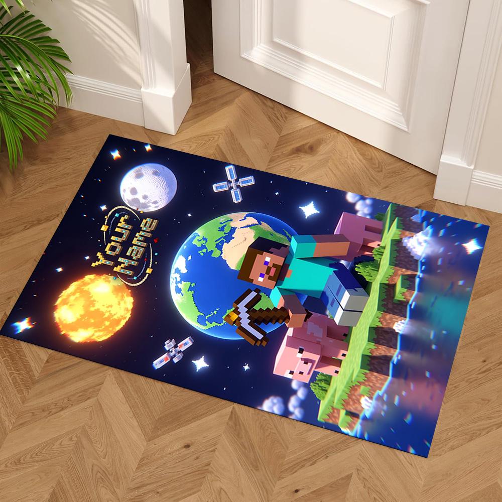Minecraft Personalized Name Area Rug Suitable for Entryway Bedrooms Game Room Living Rooms Anti-slip Rug Decorate Offices Best for Christmas
