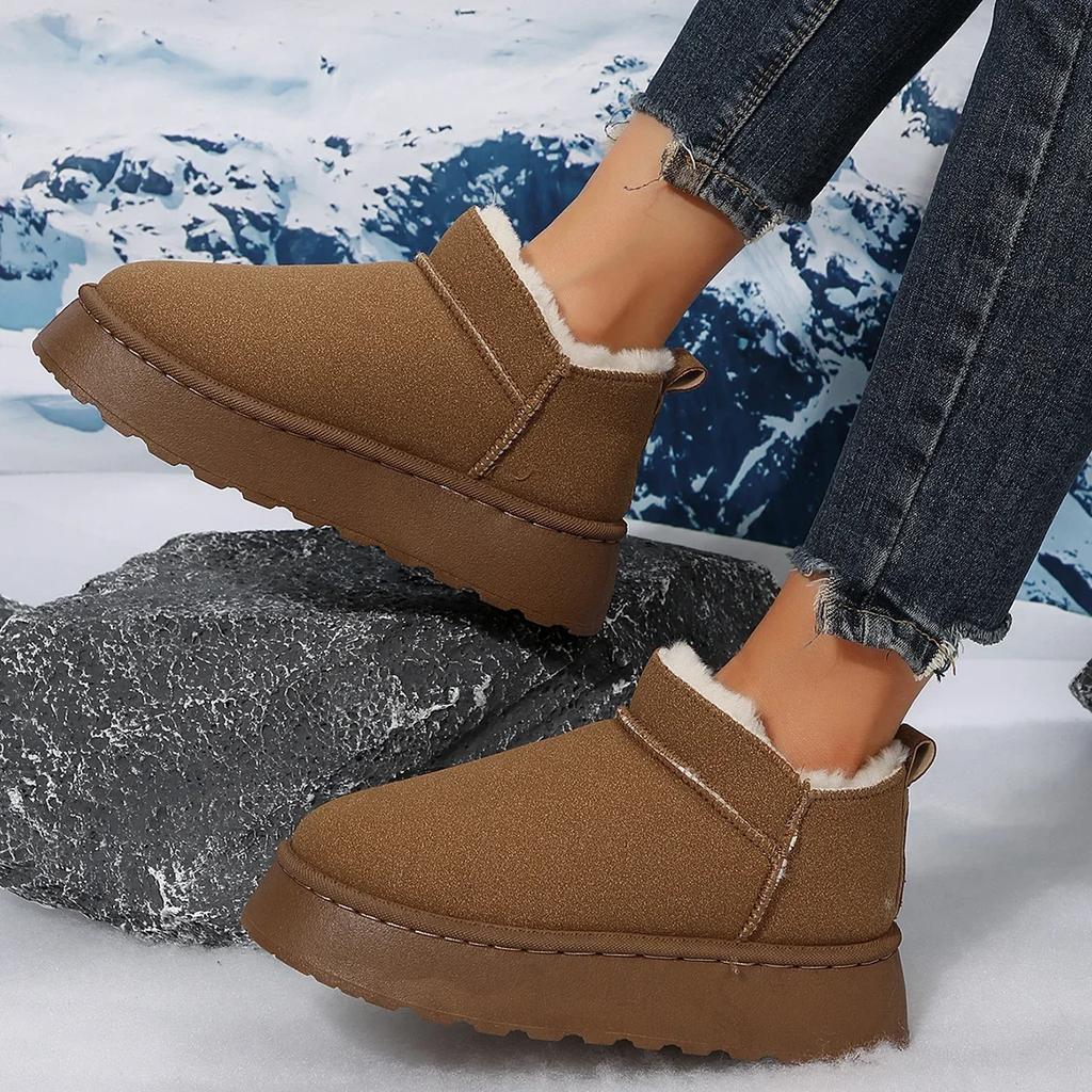 Damen Winter Warme Schneestiefel Wasserdicht Rutschfest Baumwollschuhe Damen Gefütterte Verdickte Plateau Stiefeletten Botas Mujer